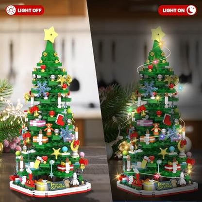 Advent Calendar 2026 Adult Teen Boy Girls Kids Christmas Tree Building Set Toys with Led light, Holiday 24 Days Christmas Countdown Calendars Xmas Tree, Fun Cute Gifts (1083 PCS)