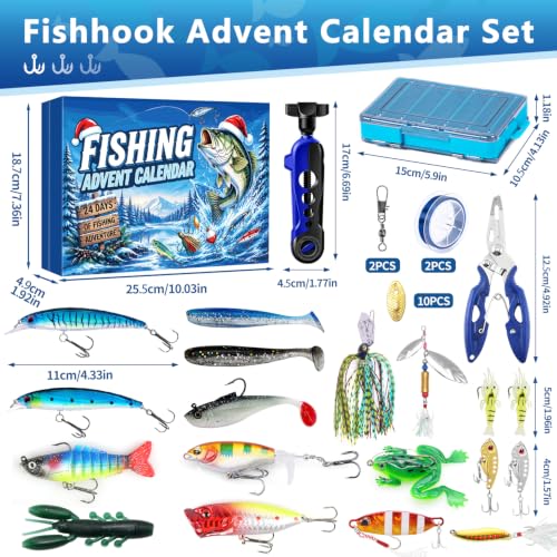 MOVINPE Fishing Advent Calendar 2026 Adult，Lures Gift with Tackle Box