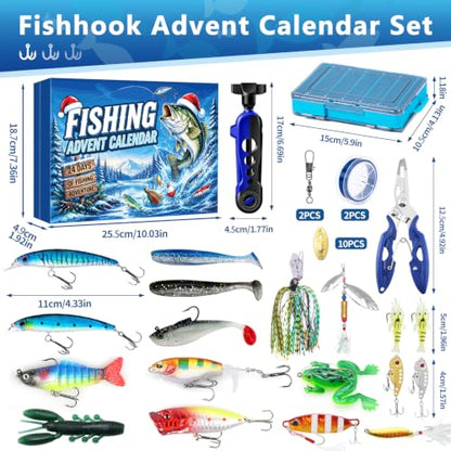 MOVINPE Fishing Advent Calendar 2026 Adult，Lures Gift with Tackle Box