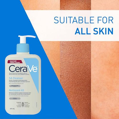 CeraVe Salicylic Acid Cleanser, Renewing Exfoliating Face Wash With Vitamin D for Normal Skin, Fragrance Free, Verified by CeraVe, 473ml