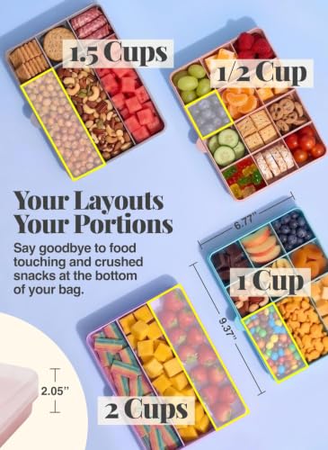 melii Snackle Box | Divided Snack Container for Kids, 12 Compartments with Removable Dividers, BPA-Free Food Storage for Snacks, Crafts & Travel, Ages 3+ (Pink)