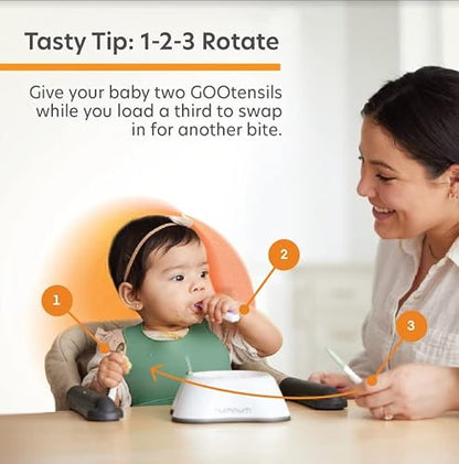 NumNum Beginner Bowl for Babies & Toddlers, BPA-Free Silicone Baby Led Weaning Bowl with Non-Slip Base, Self-Feeding Baby Dish for 6+ Months, Easy-to-Clean Feeding Essential and GOOtensils
