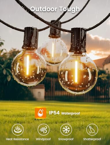 Torkase Outdoor String Lights Mains Powered,110FT/33M S14 Garden Festoon Lights with 56+2 Shatterproof S14 Plastic LED Edison Bulbs Waterproof for Outside Patio