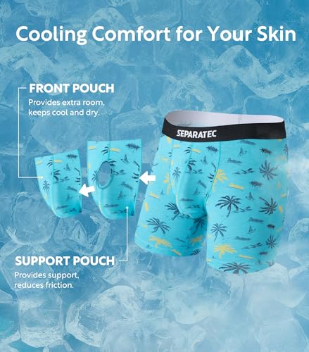 Separatec Mens Underwear with Pouch Moisture Wicking Dual Pouch Boxer Briefs Breathable Cool Rayon from Bamboo Underwear Men(M, Fashion Stylish Prints/Black)
