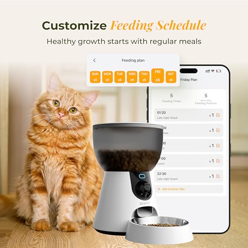 Automatic Cat Feeder with 2K Camera, 5G WiFi 4L Timed Food Dispenser