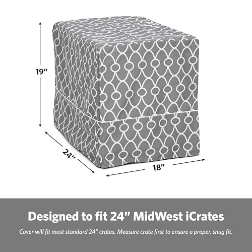 MidWest Homes for Pets Dog Crate Cover with Teflon Fabric Protector, Privacy Crate Cover Fits Midwest and New World 60.96cm Long Dog Crates, Machine Wash and Dry, CVR24T-GY