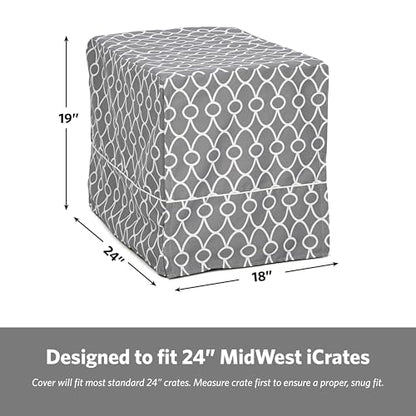 MidWest Homes for Pets Dog Crate Cover with Teflon Fabric Protector, Privacy Crate Cover Fits Midwest and New World 60.96cm Long Dog Crates, Machine Wash and Dry, CVR24T-GY