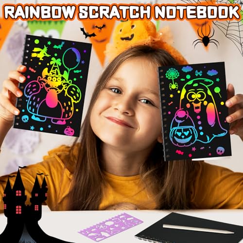 FEREDO KIDS 16 Pack Rainbow Scratch Notebook Art Party Favors for Kids