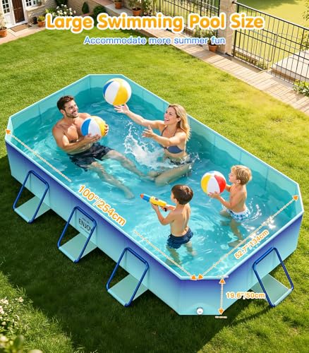 MoKo Foldable Pool for Adults & Kids, Large Non-Inflatable Swimmimg Pools