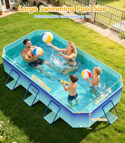 MoKo Foldable Pool for Adults & Kids, Large Non-Inflatable Swimmimg Pools