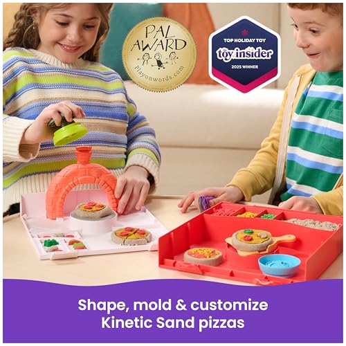 Kinetic Sand SquishPizza Playset, Moldable Play Sand Sensory Toys, Ages 5+