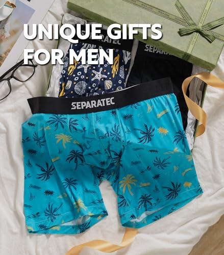 Separatec Mens Underwear with Pouch Moisture Wicking Dual Pouch Boxer Briefs Breathable Cool Rayon from Bamboo Underwear Men(M, Fashion Stylish Prints/Black)