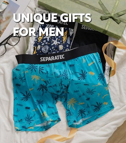 Separatec Mens Underwear with Pouch Moisture Wicking Dual Pouch Boxer Briefs Breathable Cool Rayon from Bamboo Underwear Men(M, Fashion Stylish Prints/Black)