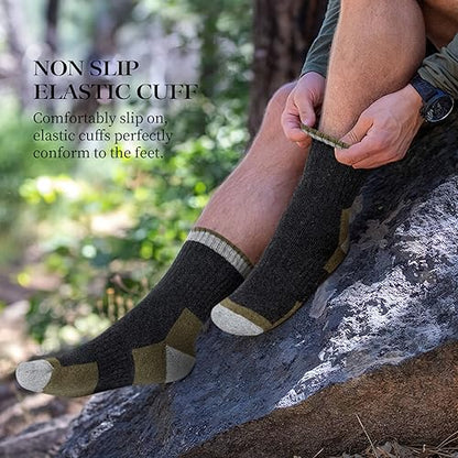 SIMIYA 5 Pairs Merino Wool Socks Hiking Warm Thermal Thick Sock Size 7-15 | Winter Outdoor Essential,Moisture-Wicking & Breathable,Cushioned Sole Support,hiking,skiing,work boots daily wear,unisex