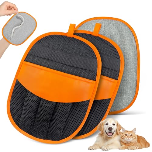 YOSEPATI Magic Brush Pet Hair Removal Glove, 2 Pack Electrostatic Grooming Remover Glove for Dog and Cat, Pet Hair Remover, Fur Remover for Furniture, Clothing, Carpet & Car Seat