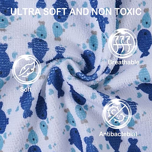 softan Baby Washcloths, 24Pack Baby Towels and Washcloths Extra Soft & Ultra Absorbent, Face Towel Unisex for Boys Girls Face & Body, Washclothes Gentle on Sensitive Skin, 9''X 9''- Blue Whale