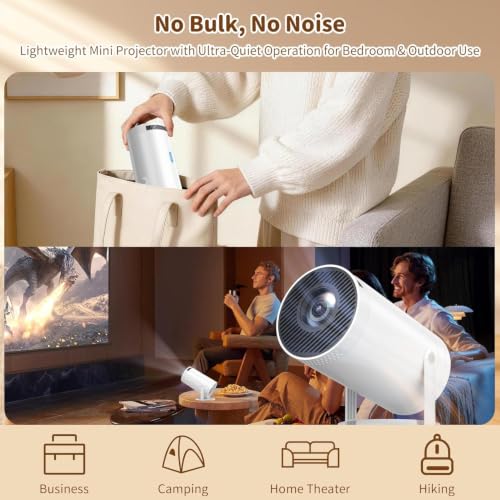 Telonixium 1080P Full HD Mini Projector Portable, 4K Support, 270° Rotation