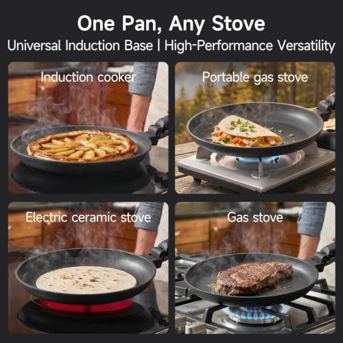 JEETEE Titanium Crepe Pan with Detachable Handle, 9.5" Nonstick Pancake Pan