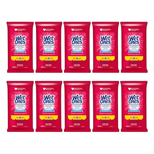 Wet Ones Antibacterial Hand Wipes, Fresh Scent, Wet Wipes, 20 Count (Pack of 10)