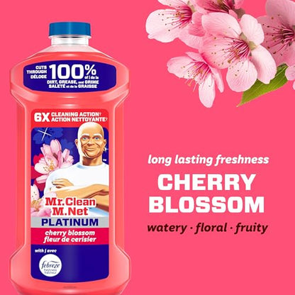 Mr. Clean All Purpose Cleaner, Mop Soap, Floor Cleaner for Mopping Home, Bathroom, & Kitchen, Cleaning Liquid for Mop & Bucket, Cherry Blossom, 4.8L (pack of 4)