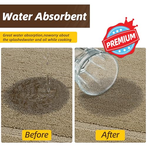 JSEI Non-Slip Bathroom Rugs, 2PCS Non-Slip, 20"x32"+20"x48", Beige