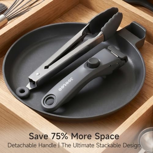 JEETEE Titanium Crepe Pan with Detachable Handle, 9.5" Nonstick Pancake Pan
