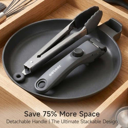 JEETEE Titanium Crepe Pan with Detachable Handle, 9.5" Nonstick Pancake Pan