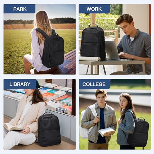 VNINE Laptop Backpack for Women Men 15.6 Inch Computer Work Bag Travel Backpacks Black Casual Backpack for Travel Business College Daypack