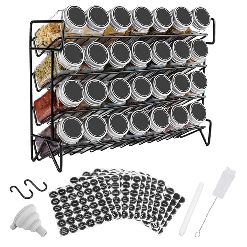 Vtopmart 4-Tier Spice Rack Organizer with 28 Pcs Spice Jars, Black