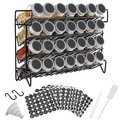 Vtopmart 4-Tier Spice Rack Organizer with 28 Pcs Spice Jars, Black
