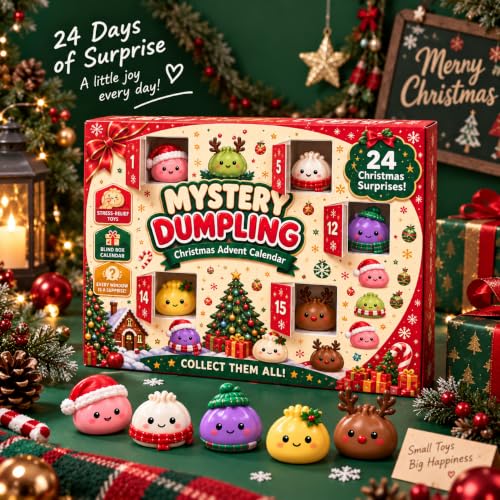 Christmas Squishies Advent Calendar 2026, 24 Mini Surprises & Fidgets