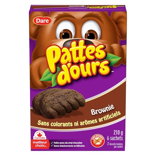 Bear Paws Brownie Cookies - Soft Cookie Snack Packs, School Snacks, Made With Real Chocolate, Peanut Free, 210g, 6 Pouches