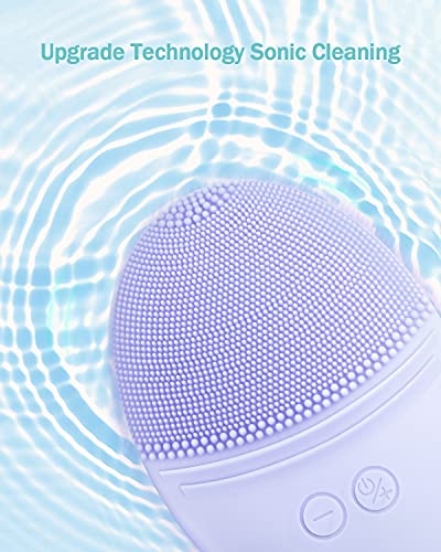EZBASICS Face Scrubber Soft Silicone Sonic Face Brush Waterproof, Violet