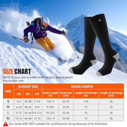 APP Heated Socks for Men Women, Rechargeable Electric 7000mah Skiing | Smart APP+Button, 7000mAh Rechargeable Battery, 4 Heat Settings Up to 158°F, Heated Socks for Hunting Camping Outdoor Work