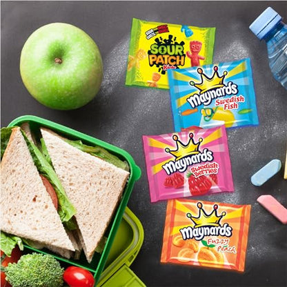 Maynards, Assorted Individually Wrapped Candy 1.12kg (Pack of 90) | Sour Patch Kids, Fuzzy Peach, Swedish Berries, Swedish Fish, Gummy Candy, Sour Candy, Prepared in Canada