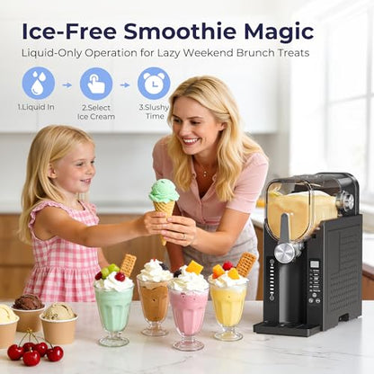 NEOISM Slushie Machine for Home, No Ice Needed Ice Cream Maker, Black
