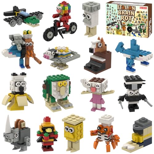 Myth Qholve Italian Brain Rot Unique Cartoon Characters Building Blocks 16 in 1 Educational & Entertaining & Adults