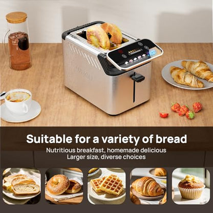 WHALL Toaster 2 Slice, Touch Screen Toasters with Projection Display