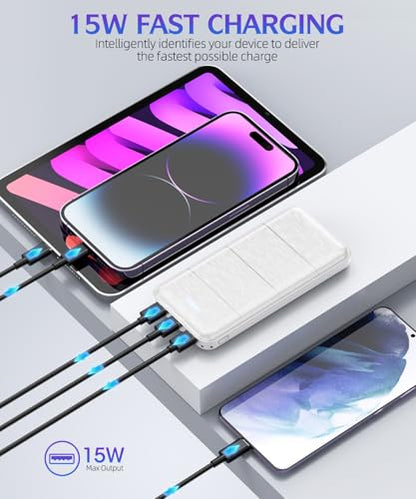 Portable-Charger-Power-Bank - 2 Pack 15000mAh Dual USB Power Bank Output 5V3.1A Fast Charger Portable Charger Compatible with Smartphones and All USB Devices (Deep Black and White)