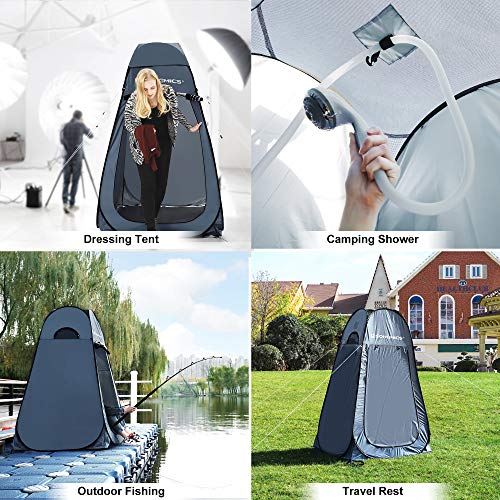 SONGMICS Portable Pop Up Tent, Dressing Room Privacy Shelter, for Outdoor Camping Fishing Beach Shower Toilet, with Zippered Carrying Bag, Dark Grey-Blue GPT01GY