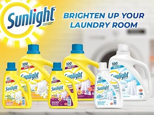 Sunlight Detergent Original Lemon Fresh (100 loads, 4.0L) with Concentrated Formula, Laundry Detergent Liquid for Exceptional Cleaning and Stain Remover to Brighten Laundry, Yellow