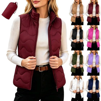 Womens Puffer Vest Lightweight Zip Up Sleeveless Winter Quilted Jackets