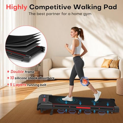Walking Pad, FOUSAE 3 in 1 Max 6.2 MPH Treadmill for Home with Double Frame 330 LB Weight Capacity, Powerful 2.5 HP Wider Belt Walking Pad with 9% Incline, 12 HIIT Programes, Magnetic Remote Control