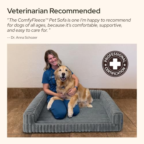 Bedsure ComfyFleece® Orthopedic XL Dog Bed with Memory Foam, Grey 42"
