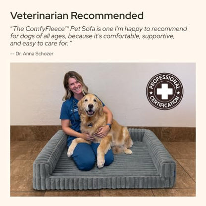 Bedsure ComfyFleece® Orthopedic XL Dog Bed with Memory Foam, Grey 42"