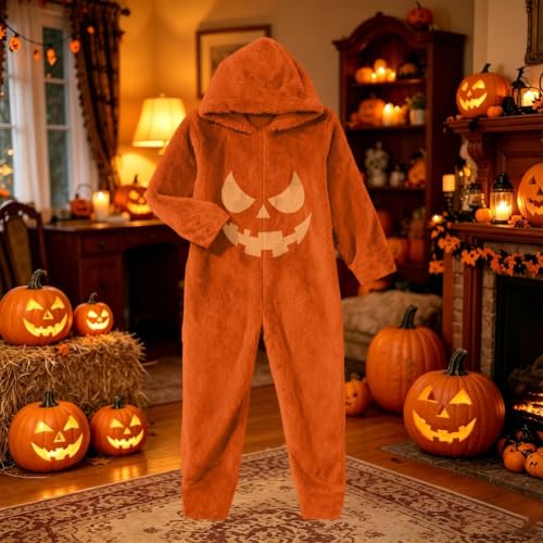 Halloween Onesie Pajamas for Women Soft Plush One Piece Jumpsuits