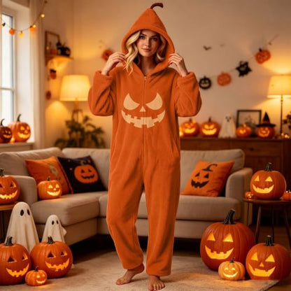 Halloween Onesie Pajamas for Women Soft Plush One Piece Jumpsuits