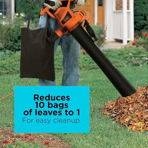 BLACK+DECKER 3-in-1 Electric Leaf Blower, Leaf Vacuum, Mulcher, 12-Amp (BV3100)