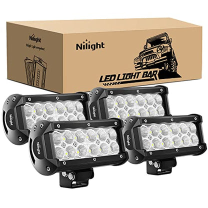 Nilight LED Light Bar 4PCS 6.5Inch 36w Flood LED Work Light Off Road Lights led bar Super Bright for Jeep Cabin Boat SUV Truck Car ATVs,2 Years Warranty