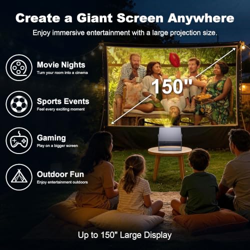 Sainyer Mini Projector, WiFi Bluetooth, 1080P, 4K, Halloween Christmas | Auto Keystone, Adjustable Stand, HDMI USB, APP Compatible, Portable Home Theater for Halloween, Christmas, Bedroom & Camping